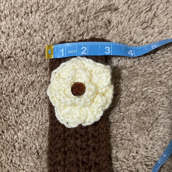 COPY - Brown Crocheted Headband with Cream Flower - Picture 7 of 8